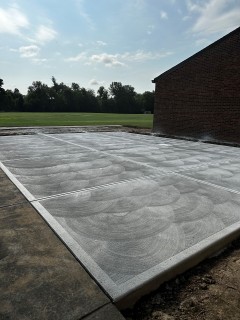 Fan finish concrete patio at grade school in Carmel Indiana – Indy Decorative Concrete