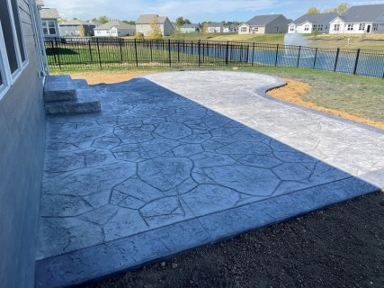 Appalachian Flagstone - Pewter Integral - Charcoal Release - Storm Gray Hardener Border - Wedding Cake Stone Liner Steps