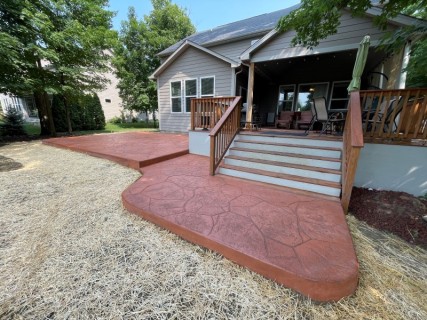 Appalachian Flagstone stamped concrete with Terra Cotta integral and Russet release in Indianapolis Indiana – Indy Decorative Concrete