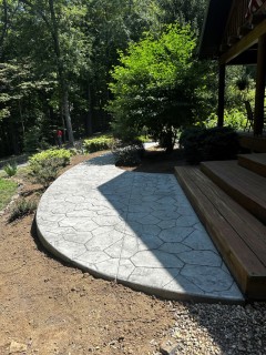 Fieldstone stamped concrete with Pewter integral and Storm Gray release in Mooresville Indiana – Indy Decorative Concrete