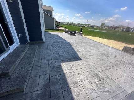 Majestic Ashlar Slate - Pewter Integral - Charcoal Release - Storm Gray Hardener Border - Wedding Cake Cantilever Steps