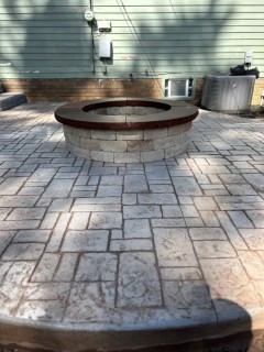 Verona Cobblestone - Pewter Integral - Walnut Release - Sand Block Fire Pit with Leather Top Cap