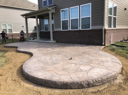 Appalachian Flagstone - Autumn Oak Integral - Storm Gray Release - Stone Liner entire patio
