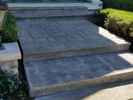 Bluestone Seamless Stone Stamp -Cantilever Steps - Pewter Integral - Storm Gray Release - Majestic Ashlar Stamp - Cantilever Landing