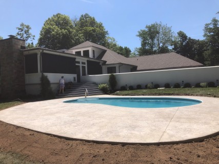 Oxford Slate stamped concrete with Lanon Stone integral and Cape Cod release in Indianapolis Indiana – Indy Decorative Concrete
