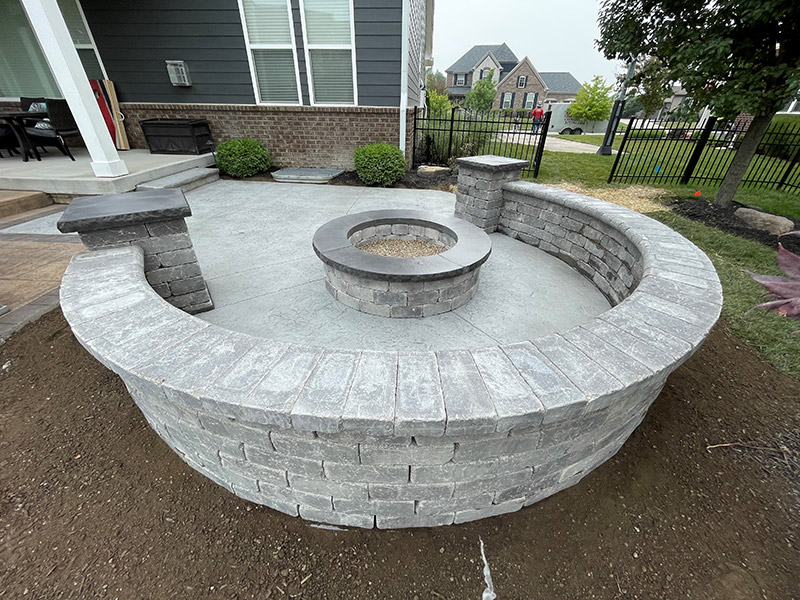 Decorative Wall with Firepit in Indianapolis